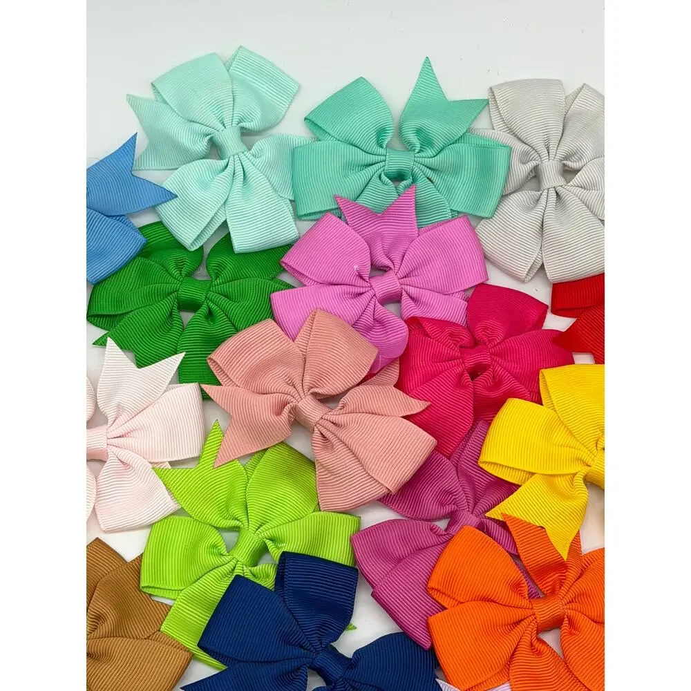 29 Pc Boutique Grosgrain Ribbon Hair Bow Barrette Clip Lot Girls Multicolor New